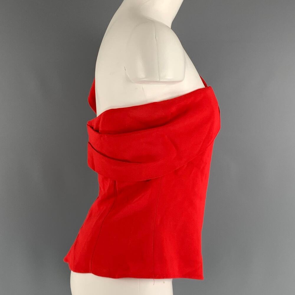 CUSHNIE ET OCHS Size 8 Red Viscose Elastane One Shoulder Casual Top - Picture 2 of 6